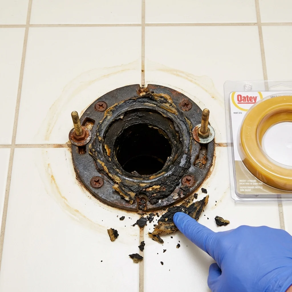 Failed wax ring showing water seepage at the base of a toilet in a Randolph, UT home